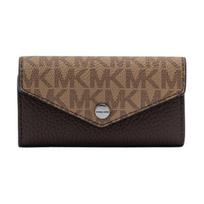 MICHAEL KORS Hudson Pebbled Envelope Press Button Closure Signature Pattern Cowhide Key Case Regular Men's Brown ruda