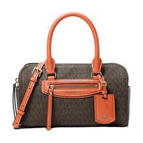 MICHAEL KORS Jet Set Travel logo print finish coated canvas shoulder tote mini women's dark brown with orange ruda