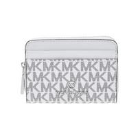 MICHAEL KORS Jet Set Brand Logo Letter Logo Canvas with Leather Coin Purse Small Size Women's White with Black juoda