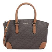 MICHAEL KORS Letters printed all over Coated canvas and artificial leather Shoulder crossbody handbag Medium Women's Dark Brown ruda