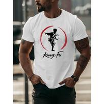 Chinese Kung Fu Men's T-shirts, Fashionable and Trendy Printed Men's Bottoming Shirts, Spring and Summer Round Neck Casual Versatile Tops S įvairiaspalvis
