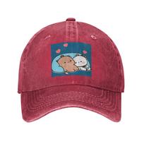 Bubu Dudu Panda Bears Cartoon Washed Denim Cap Casual Baseball Caps Adjustable Hat Summer Unisex Baseball Hats One Size