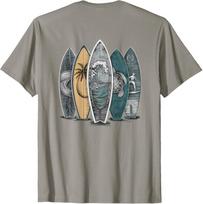 On Back Surfing Tropical Surfboards Vintage Surfboard Surfer T-Shirt S įvairiaspalvis
