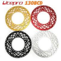 Litepro Folding Bike Chain Wheel 130BCD Spider Chainwheel 53T 56T 58T Aluminum Alloy CNC With Chainring Protective Cover Red - 53T