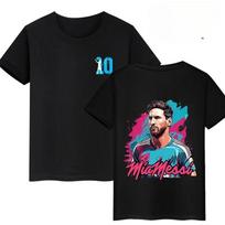 Lionel Messi #10 Inter Miami  MiaMessi  Double-Sided Print T-Shirt, Unisex Soccer Fan Streetwear Tee, 100% Cotton Casual Football Top S įvairiaspalvis