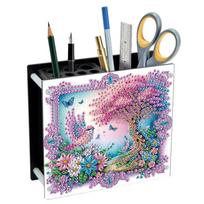 Acrylic Special Shape Seaside Diamond Painting Pencil Holder Diamond Art Pen Holder Kit Rhinestones Pencil Organizer for Girls