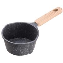 Non-Stick Mini Sauce Pan Wooden Handle Milk Pan with Pour Spout Hot Oil Pan Mini Boiling Pan for Pouring Oil Milk Heating Frying juoda