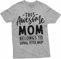 Womens Customizable Grandma Mom T-Shirt This Nana Mother Belongs Your Names Custom Tee S įvairiaspalvis