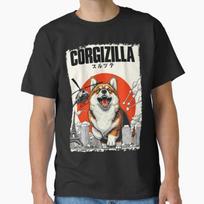 CorgiZilla Parody Japanese Art Corgi Dog Mom Dad Unisex Adult T-Shirt Unisex T-Shirt S įvairiaspalvis