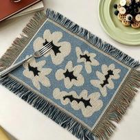 Thickened Tassel Placemat Flower Pattern Heat Insulation Pad Creative Coffee Coaster  Dining Table Style B