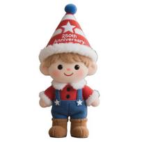 USA 250th Anniversary Cartoon Boy Plush Toy Patriotic 250 Years of The United States Stuffed Elf Doll Decoration Holiday Party Plushie Ornament raudona