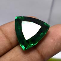 Green Topaz 40.85 Ct Trillion Cut Glorious Lab-Created Loose Gemstone CERTIFIED 20 mm approx žalia
