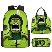 Hulk School Bag Set Elementary And Secondary School Students Large Capacity Backpack Cartoon Lunch Bag Pencil Case pencil bag