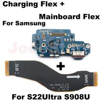 1pcs Charging Port Board For Samsung S22 Plus Ultra S901B S906B S908B S908E Fast Charger Motherboard Connect USB Flex Cable For S22Ultra S908U