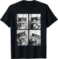 Cute Tigers with Sunglasses Cool Feline Animals Photo Booth T-Shirt Mens Womens Tees Top M