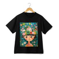 Gimtadienio tortas ir gėlių mergaitė trumpomis rankovėmis T-shirt Laisvalaikio T-shirt| Marškinėliai S