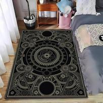 Steampunk Gear Pattern Black Carpet with Vintage Industrial Design Suitable for use as an anti-slip for living room bedroom sofas 40x60cm( 15x23in )