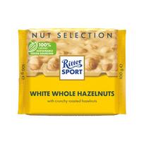 Baltasisi šokoladas su neskaldytais riešutais ir traškiais ryžiais RITTER SPORT, 100 g