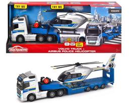 Žaislinis automobilių vilkikas Majorette Volvo Truck + Airbus Police Helicopter 213716000038, 1:43, mėlyna sp./balta sp.