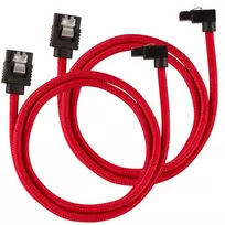 Corsair Premium Sleeved SATA cable angled, red 60cm – 2 pack