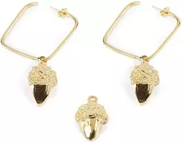 Shabama SQUARE ACORN earrings #shiny auksinis 1 u