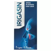 Irigasin Rinkinys nosies ir sinusų skalavimui buteliukas + 12 pakelių