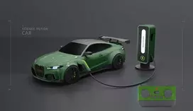 Ramiz Nuotoliniu būdu valdoma balta elektromobilio stotelė