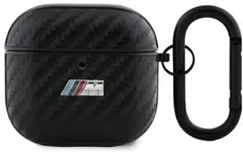 BMW BMA4CMPUCA AirPods 4 ausinių dėklas juodos spalvos PU Carbon M Collection