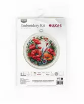 luca S Skaičiuojamas kryželiu siuvinėjimo rinkinys su lankeliu "Kompozicija su aguonomis" 17x17cm SBC209