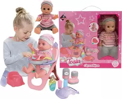 Askato Tosia lėlė su maitinimo kėdute ir priedais