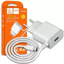 Įkroviklis Denmen (DC09T-W) + type-C kabelis (1xUSB 2.4A) baltas