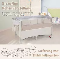 Promotions Sulankstoma kūdikio lovytė, 125x65x76 cm, smėlio spalvos
