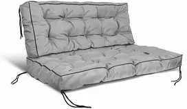 Aio Factory Sodo pagalvėlių komplektas su aukšta šonine sienele 120/80 cm + 120/40 cm, vandeniui atspariam palečių suoliukui, pilkas