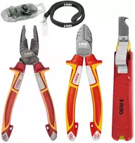 Felo 2 VDE replių rinkinys: 180 mm kombinuotos replės, 160 mm šoninės replės ir vielos nužievinimo žnyplės
