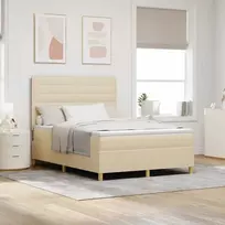 LED Čiužinio Lova su čiužiniu Kreminė 140 x 190 cm audinys