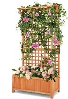 Promotions Pakelta lysvė su dekoratyvine tvorele ir kabamu stogu, 90.2x44.5x184.2 cm, natūrali