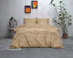 Patalynės komplektas Dirbtinio šilko patalynė Sleeptime Beauty Skin Care smėlinės spalvos 200×220 cm, su 2 pagalvių užvalkalais