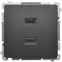Kontakt Simon Simon Basic Įkroviklis 2 x USB (moduł), 2.1 A, 5V DC, 230V juoda BMC2USB.01/49