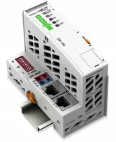 Wago „Modbus TCP“ valdiklis, 4-os kartos, 2 x ETHERNET ECO*, šviesiai pilkas, 750-862