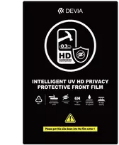 „Devia“ išmaniųjų telefonų plėvelių rinkinys, UV 0,3 mm HD privatumo užtikrinimas, 10 vnt. 6H, skirtas išmaniųjų telefonų LCD ekranų pjaustymo mašinai.