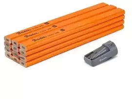 Statybiniai pieštukai + drožtukas HB 180 mm OCTAGON 12 vnt. DIY-PC2OC18OR/S12T