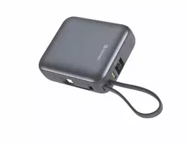 Powerbank Swissten Swissten SPACE Power Bank Universal External Baterija Built-in USB-C Cable 35W / 10000 mAh Sidabrinis