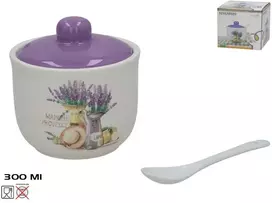 Cukrinė su šaukšteliu, 300 ml, rožinis dolomitas, 10.00 x 10.00 x 9.50, KITCHEN&GO