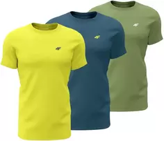 Vyriški marškinėliai 4F M4217 3 pak geltona, mėlyna, žalia 4FWSS26TTSHM4217 90S (L)