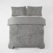 Patalynės komplektas Sleeptime Šerpa ir mikropluošto patalynė Faux Fur šviesiai pilka 140x200
