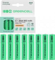 Green Cell Rechargable batteries 8xAAA HR03 950mAh