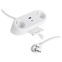 Buitinis prisukamas ilgintuvas, 3 x 1.5 mm, 1.5 m, 2 lizdų, USB A/C, baltas