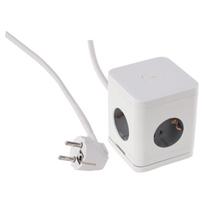 Kvadratinis buitinis ilgintuvas, 3 x 1.5 mm, 1.5 m, 4 lizdų, USB A/C, baltas/pilkas