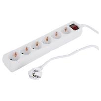 Buitinis ilgintuvas su įžeminimu, 3 x 1.5 mm, 5 m, 6 lizdų, baltas