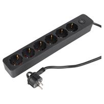 Buitinis ilgintuvas su įžeminimu, 3 x 1.5 mm, 1.5 m, 6 lizdų, juodas
